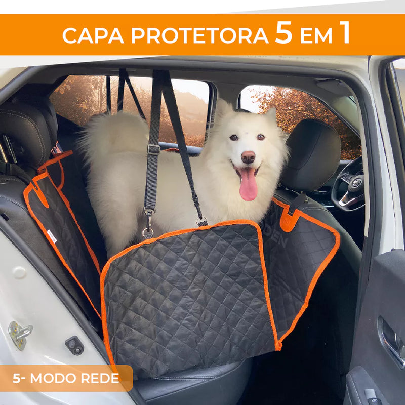 Capa Protetora Pet Impermeável 5 em 1 para Banco de Carro com Cinto de Segurança