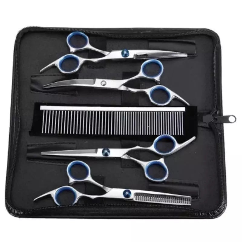 Opulent Oasis>>7 PCS Pet Tesoura De Corte De Cabelo, Galvanizado Preto Pet Tesoura De Corte De Cabelo Set para Pet Groom